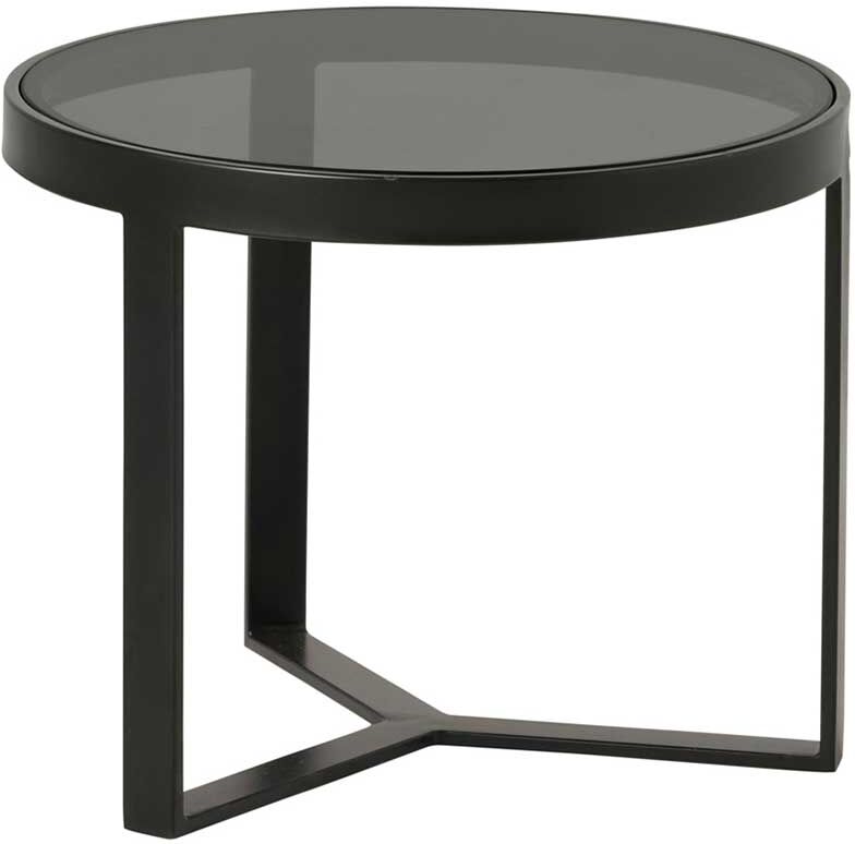 Pharao24.de Beistelltisch Sofa Metall Glas in Schwarz Bügelgestell