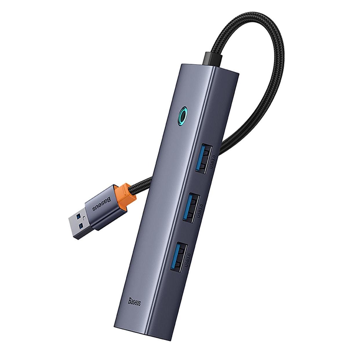 Baseus 4in1 Hub UltraJoy USB-A to USB 3.0 RJ45 (space grey) (USB-A, 4 Ports) (B0005280A813-01)