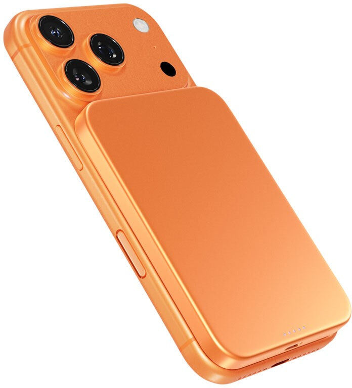 Epico 15W UltraPack EM51 5000 mAh Slim Alu Mag+ Power Bank - m. USB-C - Qi2 / MagSafe Kompatibel - Orange