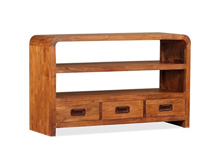 KGHERMDF TV-Schrank Massivholz Akazie 90x30x55 cm Handgefertigt, 3 Schubladen, 2 Fachböden, HiFi-Schrank, Lowboard, Sideboard