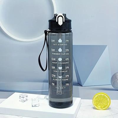 Uplifted Finds Transparent Sports Water Bottle With Time Scale And Carry Strap black