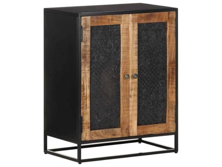LASWWQMRF Sideboard Raues Mangoholz 60x35x75 cm Kommode Beistellschrank Rustikaler Holzschrank mit handgeschnitzten Türen für Wohnzimmer und Schlafzimmer. Stabile Konstruktion ohne Aufbau.