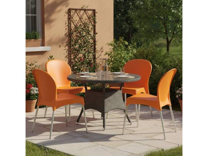 Lot de 4 Chaises d'Extérieur Éclectique Dmora en Plastique Orange