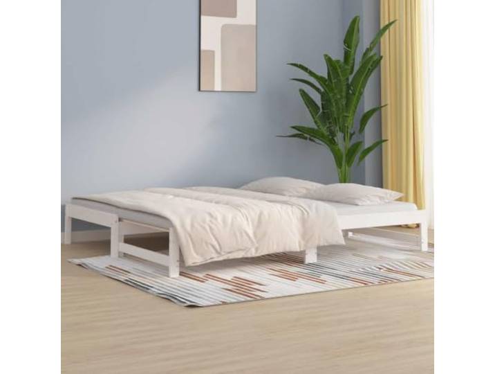 RJPLMFV Ausziehbett, Weiß, 2 x 90 x 190 cm, massives Kiefernholz 2in1 Schlafsofa inklusive Lattenrost ohne Matratze Schlafsofa Schlafsofa Wohnzimmer