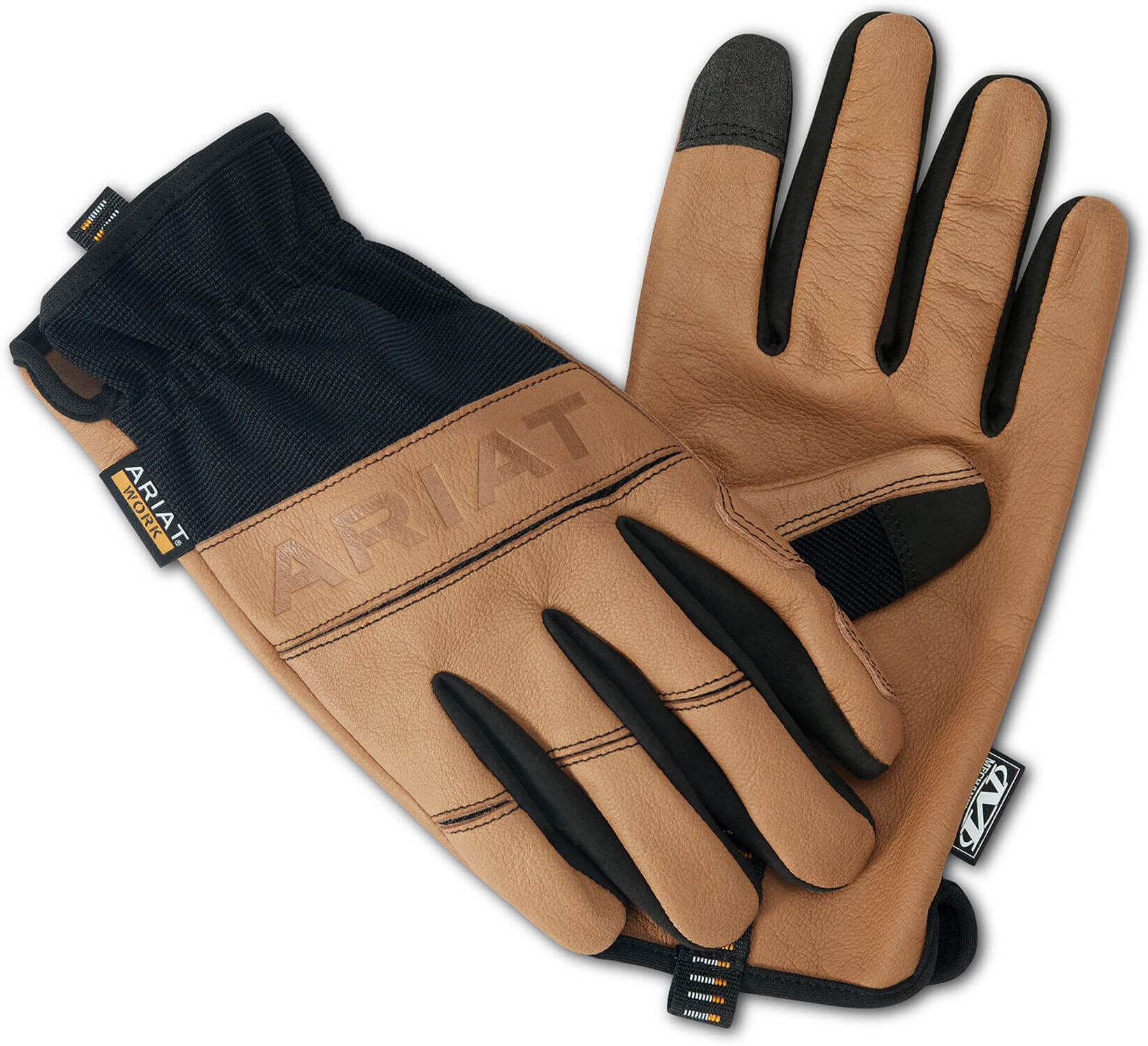 Women's FlexPro Leather Driver Work Glove in Brown Black, Size: Large Regular by Ariat