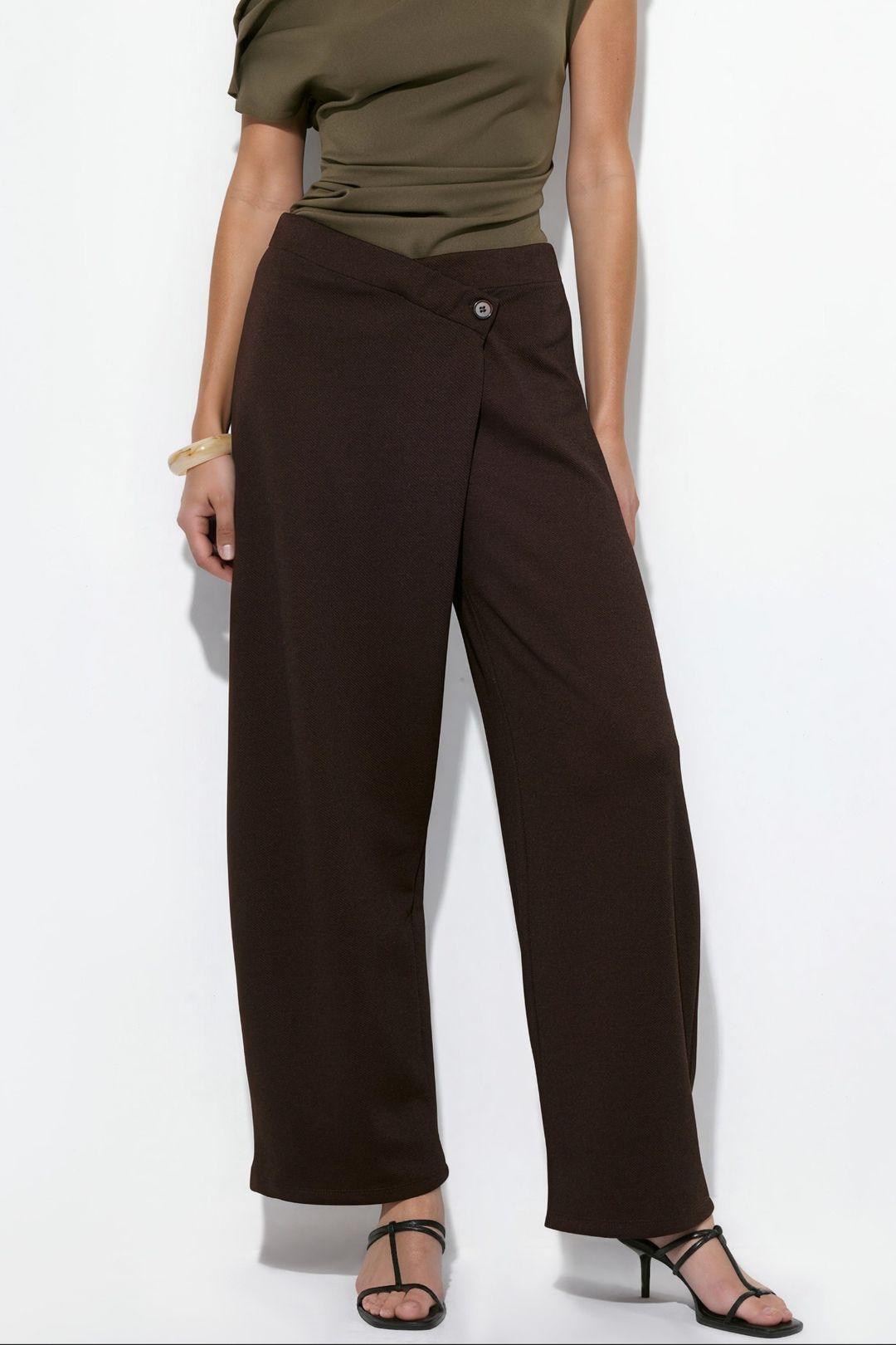 Damen Hochgeschnittene Weite Crepe-Hosen
