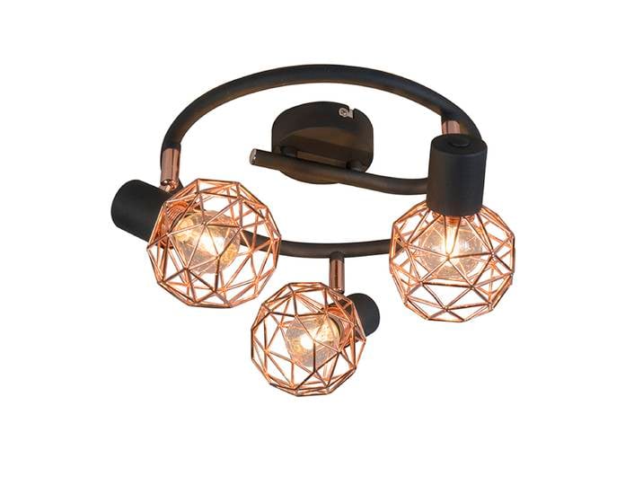 Spot moderne noir avec cuivre 3 lumières - Mesh