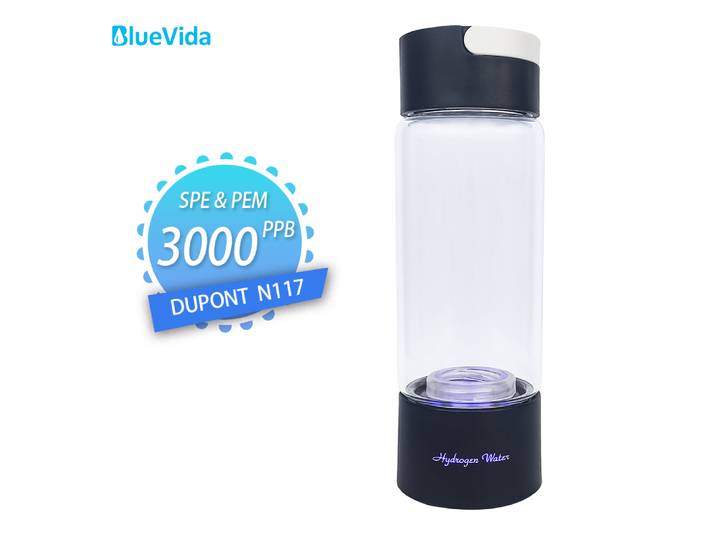 Générateur d'Eau à l'Hydrogène, Max 3000ppb, Utilisation 3 en 1 (Respiration avec Tube), Chambre de Touriste DuPont SPE + PEM, Bouteille d'Électrolyse H2