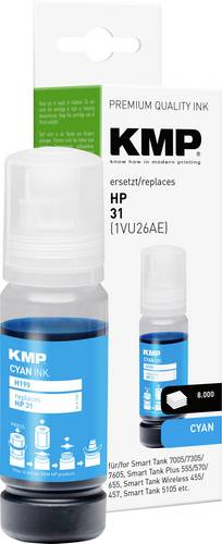 KMP Nachfülltinte ersetzt HP 31, 1VU26AE Kompatibel Cyan 70ml H198 1769,0003
