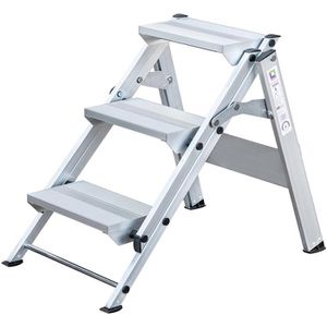 MUNK Klapptritt 55003, aus Aluminium, einseitig begehbare Klapptreppe, mit 3 Stufen