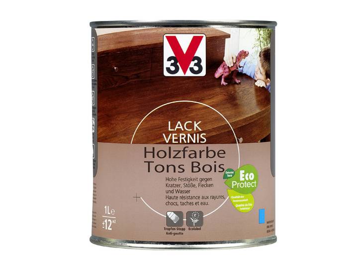 V33 Lack Holzfarbe satiniert 1 l 65 Mahagoni