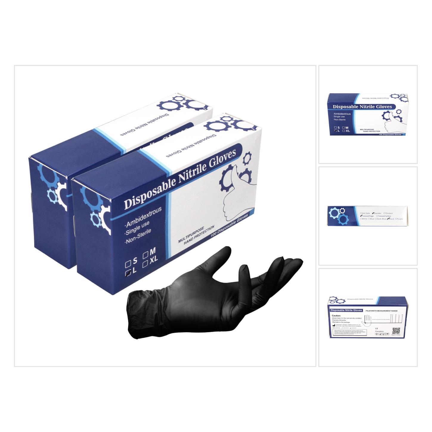 Tool Brothers Nitril Einweg Handschuhe Schwarz / Black 200 Stück Grösse L / Large - nicht Steril (L) (20853495)