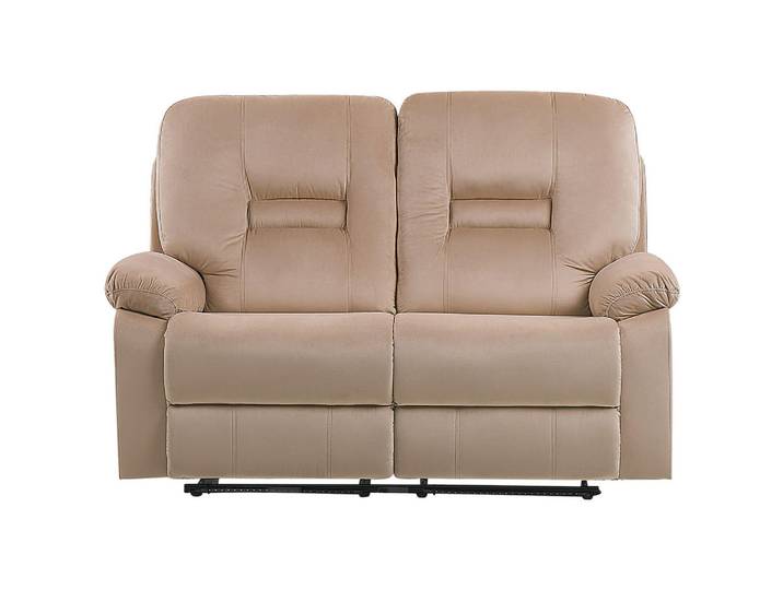 Beliani 2-Sitzer-Sofa mit LED-Beleuchtung Samtstoff Beige Bergen, 146x101x73 cm, Wohnzimmer, Sofas & Couches, Sofas, 2-Sitzer Sofas