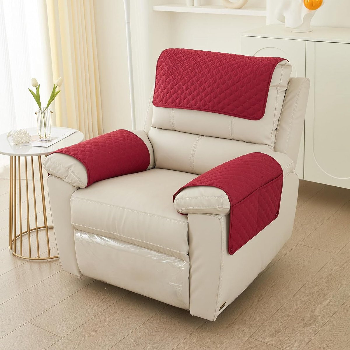 Waterdichte en antislip fauteuil- en bankbeschermer met opbergvakken voor volwassenen