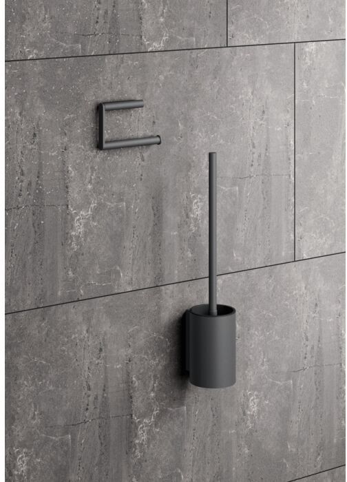 Hewi System 900 WC-Papierhalter 900.21.00060SC aus Edelstahl, pulverbeschichtet, dunkelgrau, perlglimmer tiefmatt, U-förmig