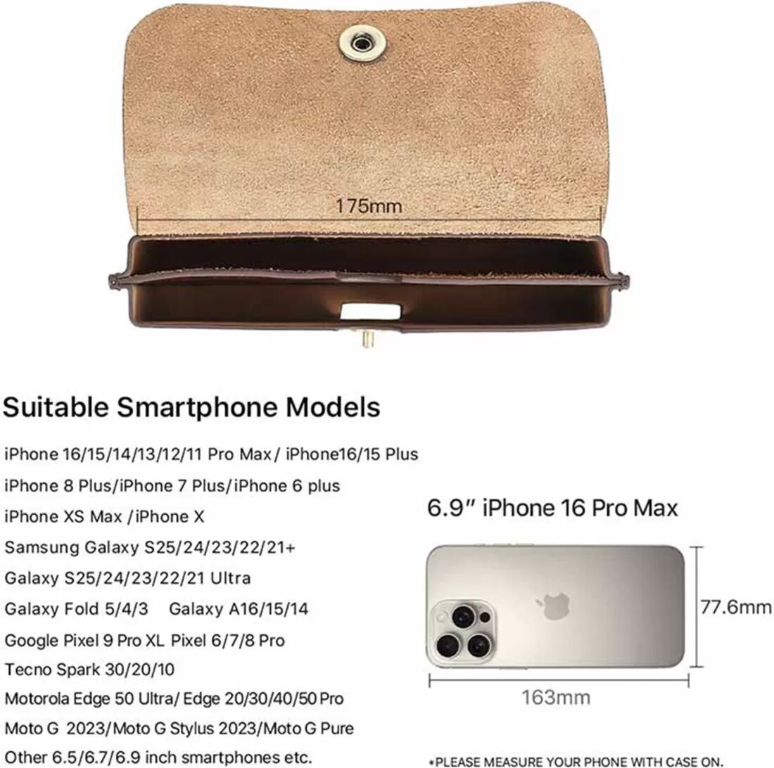 INF Universelle PU Leder Handy Gürteltasche - Passend für 6,9 Zoll Smartphones Braun