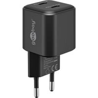 USB-C Dual-Schnellladegerät Nano, PD, GaN, 35 Watt schwarz, 2x USB-C, Power Delivery 3.0