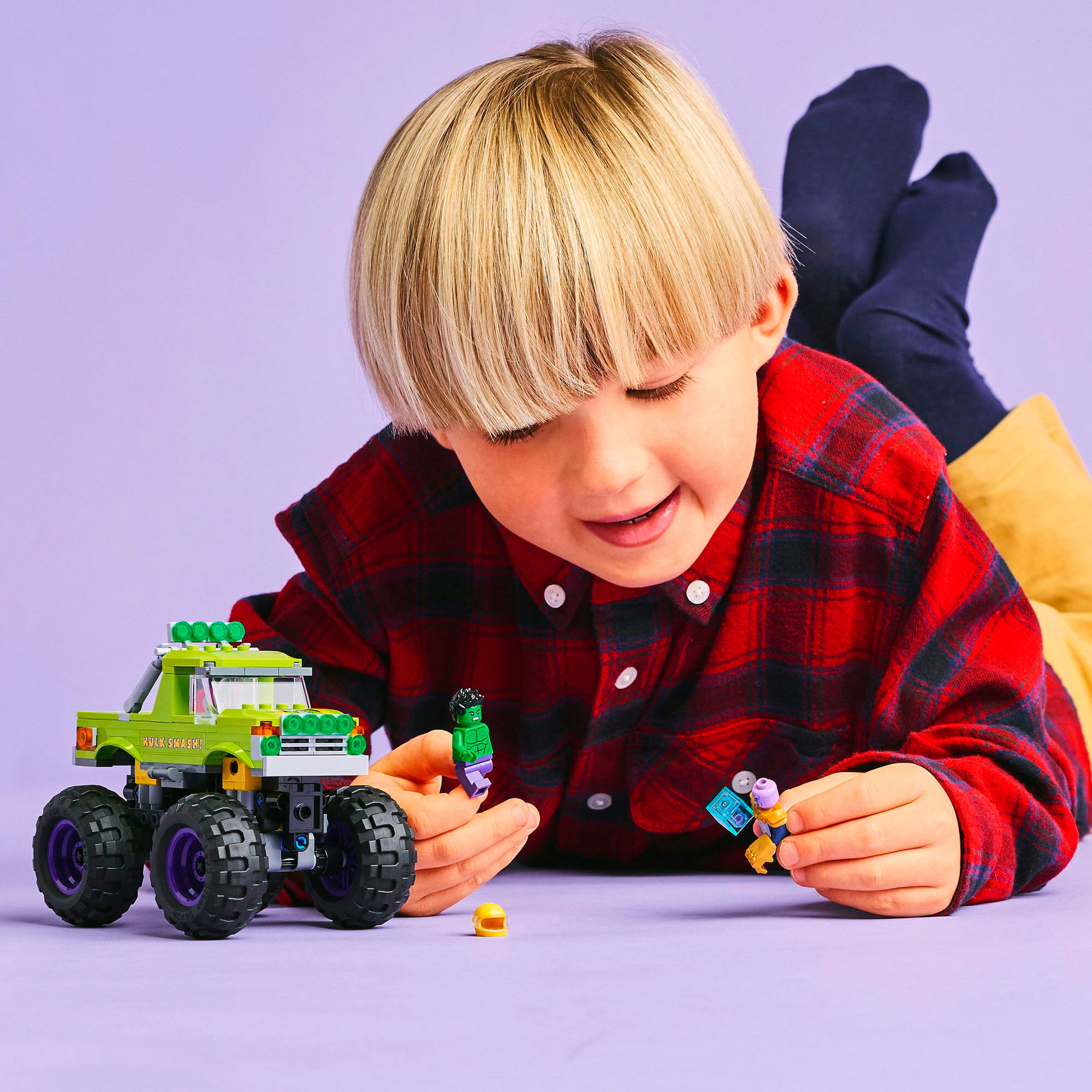 Konstruktionsspielsteine LEGO "Hulk-Truck vs. Thanos (76312), LEGO Super Heroes", bunt, Spielbausteine, Kinder, Kunststoff, Konstruktionsspielsteine, Made in Europe