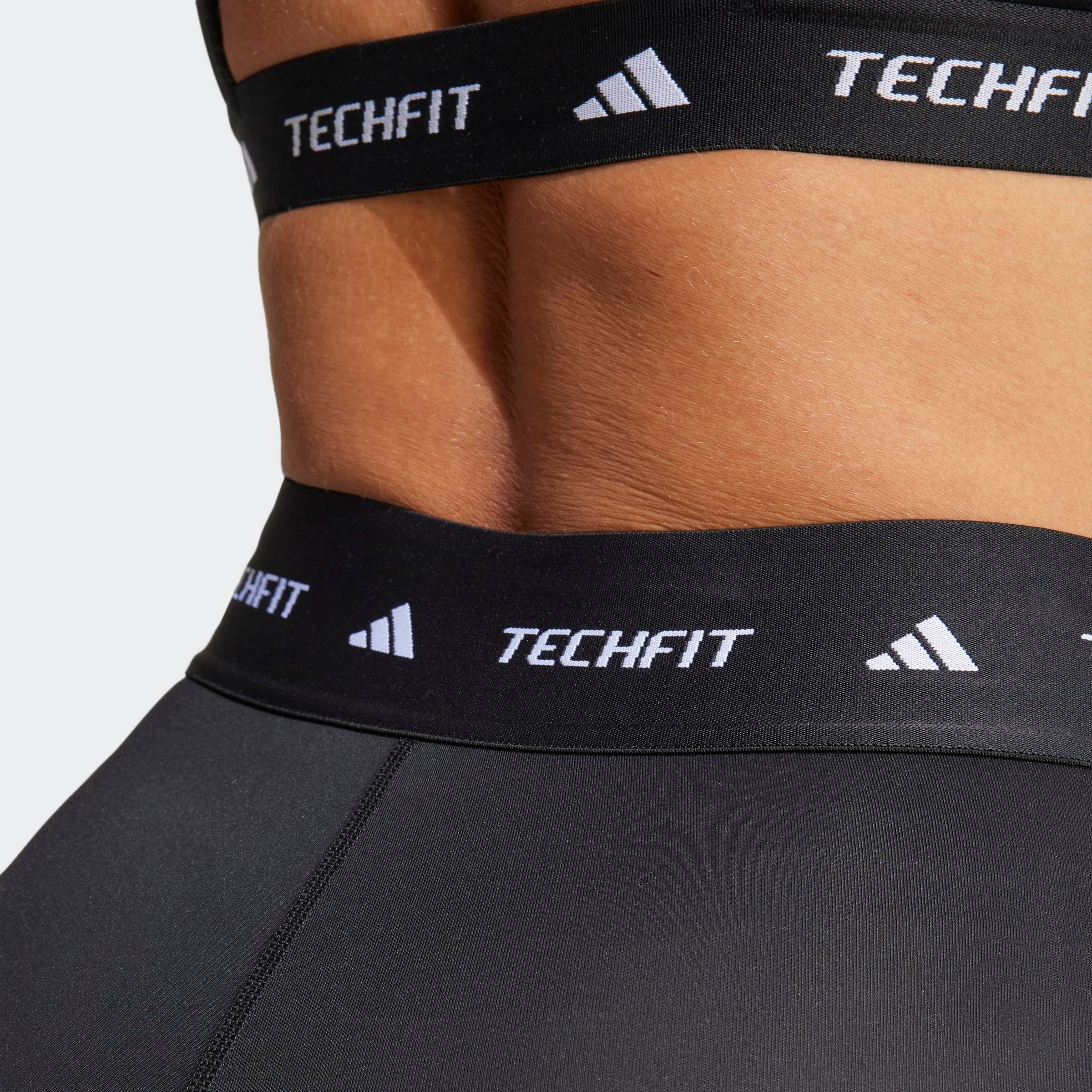 Trainingstights ADIDAS PERFORMANCE "TECHFIT CAPRI LEGGINGS", Damen, Gr. S, N-Gr, schwarz (schwarz, normal, gr.), Obermaterial: 73% Polyester, 27% Elasthan, Hosen Trainingstights schwarz, normal, gr. S, N-Gr