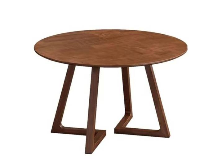 GAOCUNBING Moderner runder Esstisch aus Massivholz, V-Bein-Basis, platzsparendes Design, einfache Montage für Esszimmer und Wohnzimmer, Nussbaum, 90 cm