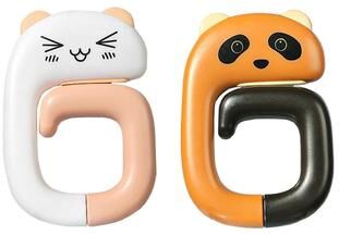 Uplift Picks Kawaii Portable Bag Hook Animal Table Handbag Hanger Desk Purse Holder Travel Organizer white Cat & Raccoon