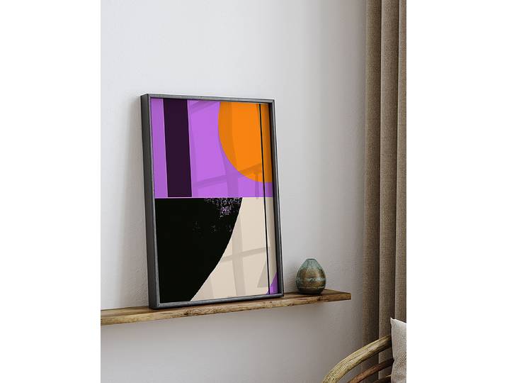 Impression artistique Abstraite Violet Revêtement : verre acrylique Structure : hêtre laqué Multicolore 32 x 42cm