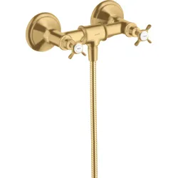 hansgrohe AXOR Montreux 2-Griff-Brausearmatur Aufputz, 1 Verbraucher, 16560250, Farbe: Brushed Gold Optic