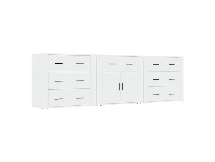 HGFDVCMR Sideboard 3er Set Weiß Kommode Holzwerkstoff 80x33x70 cm Vielseitiger Beistellschrank für Wohnzimmer und Schlafzimmer mit reichlich Stauraum und robuster Oberplatte.