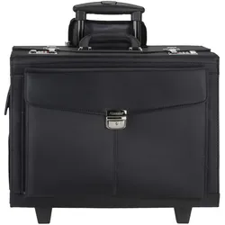 Alassio Trolley Aktenkoffer Pilotenkoffer Businesskoffer schwarz mit Fächertasche ROCCA II 45034