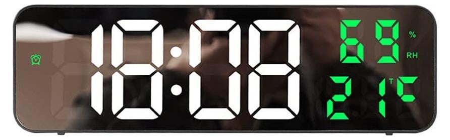 Dripio Digitale wandklok met temperatuur- en vochtigheidsmeter, nachtmodus en LED-verlichting