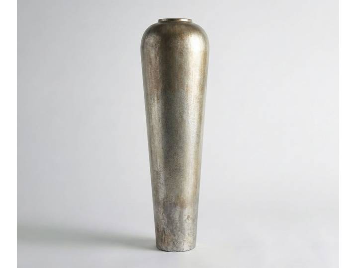 Vase Tavera B29 x T29 x H95 cm Metall Platin Aurum Handgemacht, Wohnaccessoires