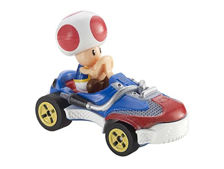 Mario Kart personages en karts zoals metalen Hot Wheels auto's met een schaal van 1:64