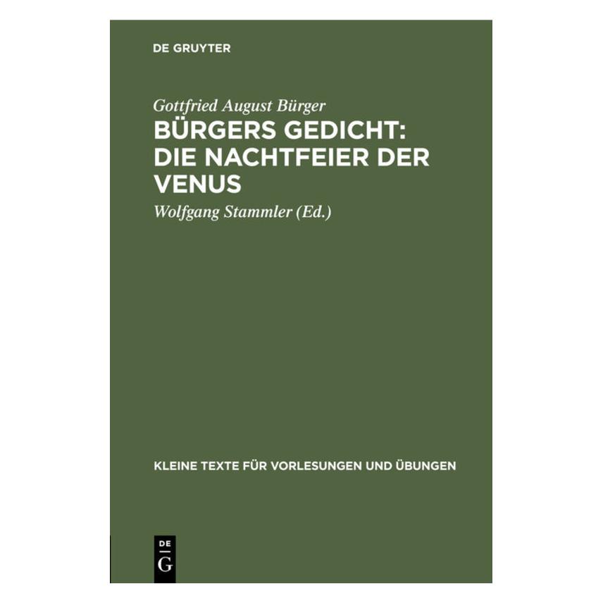 De Gruyter Bürger:Bürgers Gedicht: Die Nachtfeier (Deutsch, Hardcover, Gottfried August Bürger) (67766918)