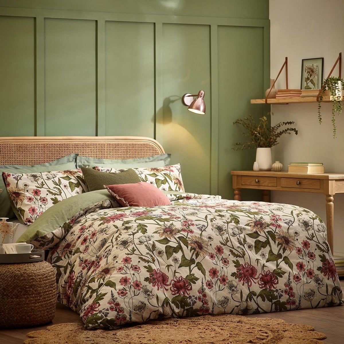 Dekbedovertrek Set Botanisch - Super King - Natuurlijk met Handgetekende Botanicals