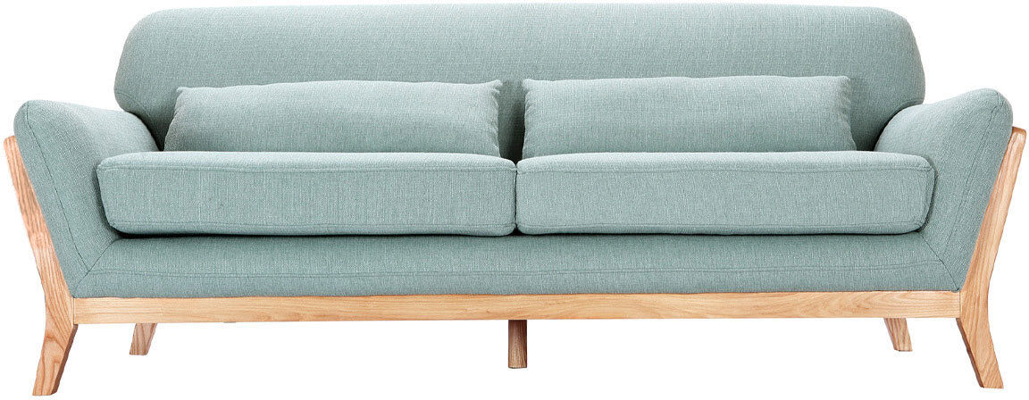 Miliboo Sofa skandinavisch 3 Plätze Lagunenblau Holzbeine YOKO