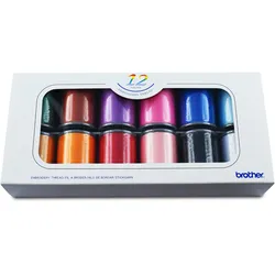 Brother shiny broderitråd 12 rl., Garn + Wolle, Mehrfarbig