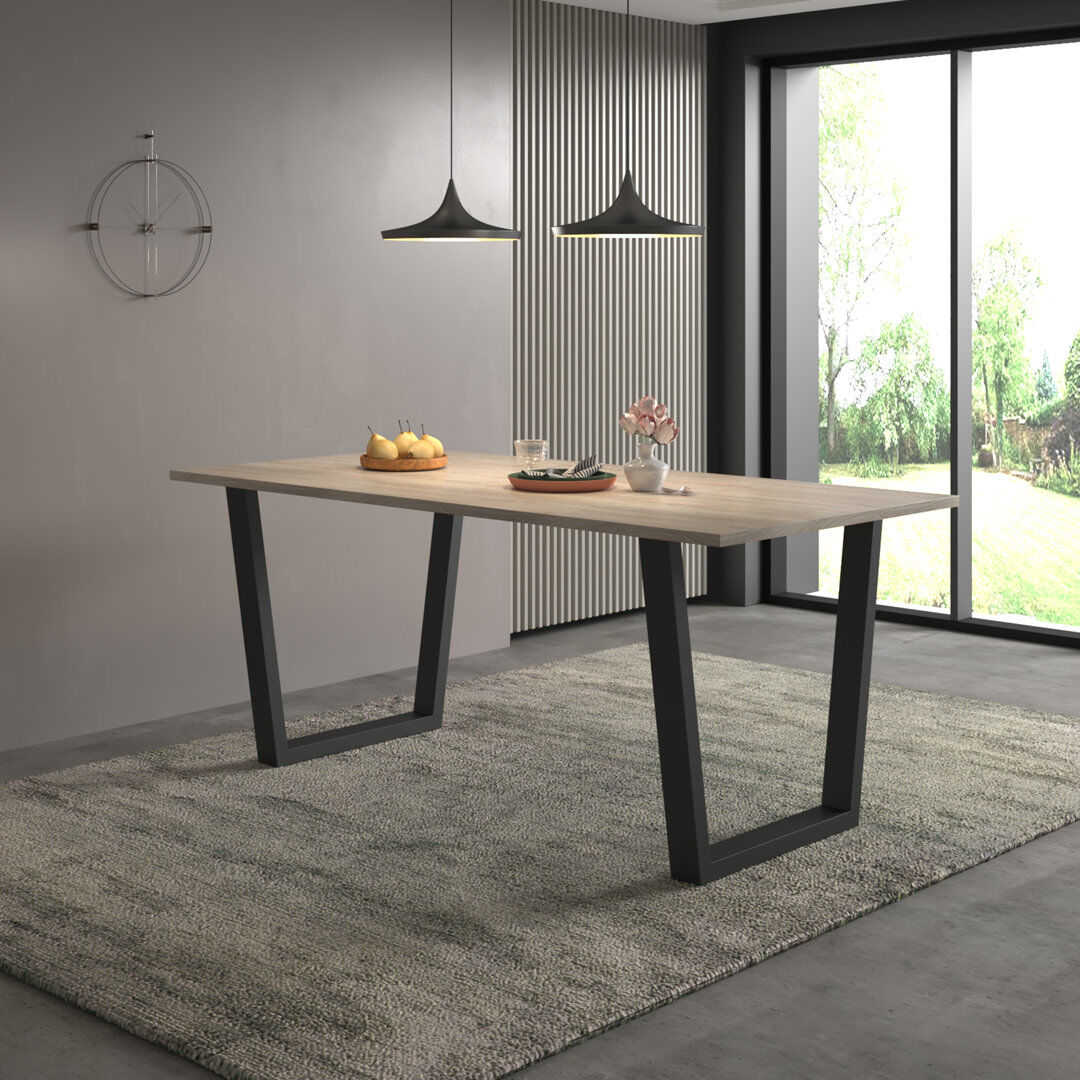 George Oliver Antigua Rectangular Dining Table with Steel Base Brown