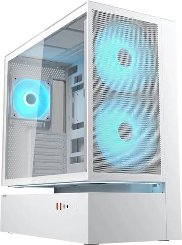Cougar CFV235 Midi-Tower PC-Gehäuse Weiß 3 vorinstallierte Lüfter, Integrierte Beleuchtung, Seitenfenster, Staubfilter