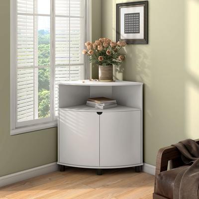 247 Shop At Home Modern 31-inch LED Corner Accent Cabinet with Open Shelf