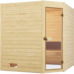 Weka Sauna Valida Eck Gr. 2 mit Glastür - Massivholzsauna 38 mm mit Eckeinstieg Ohne Ofen