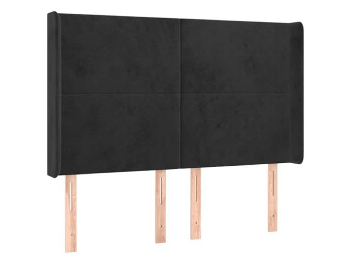 Makastle Kopfteil mit Ohren Schwarz Samt 147x16x118 cm Höhenverstellbar