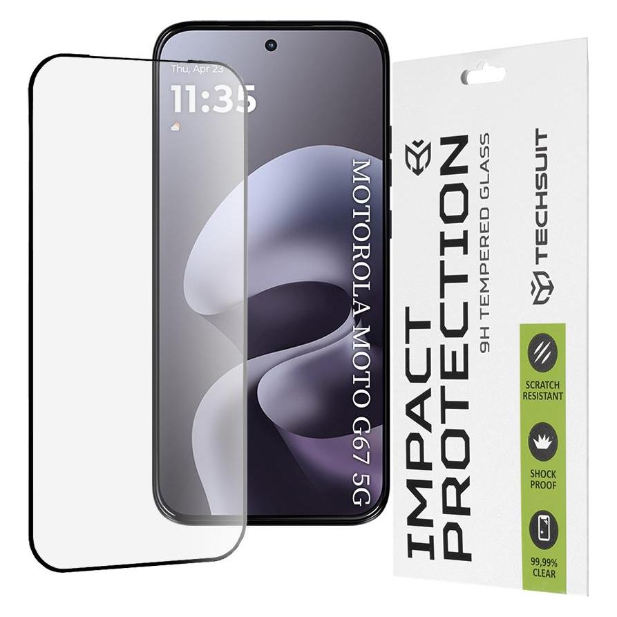 Techsuit - 111D Full Cover / Full Glue Glass - Motorola Moto G77 / G67 - Black (Motorola Moto G67, Motorola Moto G77) (67872427)