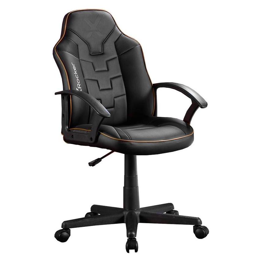 X Rocker Chaise de bureau Saturn à roulettes et mi-dossier Noire/Dorée (2023026)
