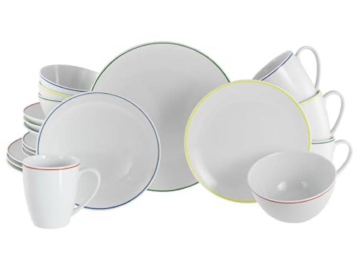 CreaTable\, 24055 Série Luna Color Line Service de table 20 pièces pour 4 personnes en porcelaine\, passe au lave-vaisselle et au micro-ondes\, production de qualité
