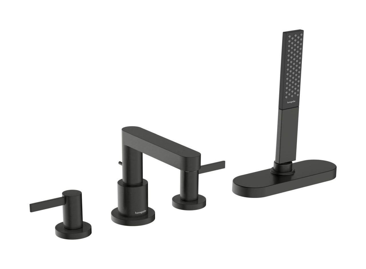 Hansgrohe Finoris 4-Loch Wannenrandarmatur mit sBox, Brushed Black Chrome, 76444340 76444340