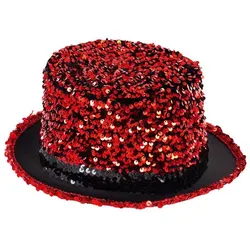 Zylinder "Pailletten", rot/schwarz