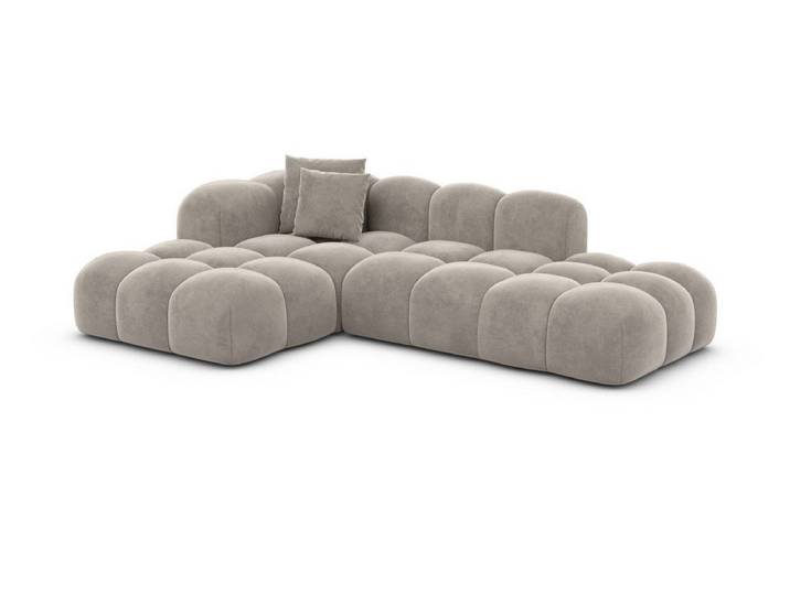 Sofa Dreams Ecksofa Formentera L Form Lounge Designer Sofa, mit Samtstoff Bezug in Sand, Ausrichtung Ecke links