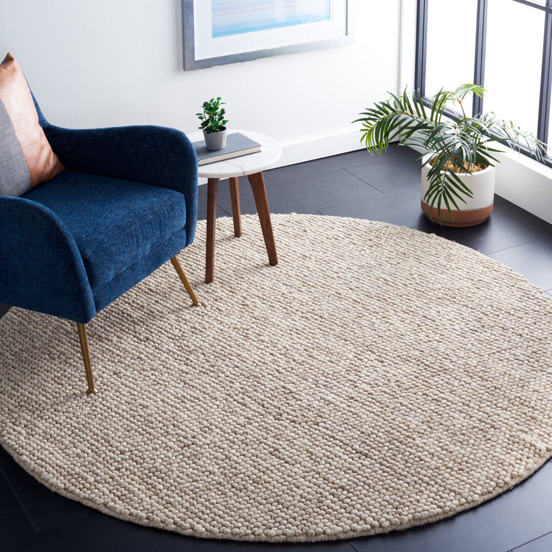House of Hampton Natura Solid Color Area Rug In Beige Beige Round 122 cm