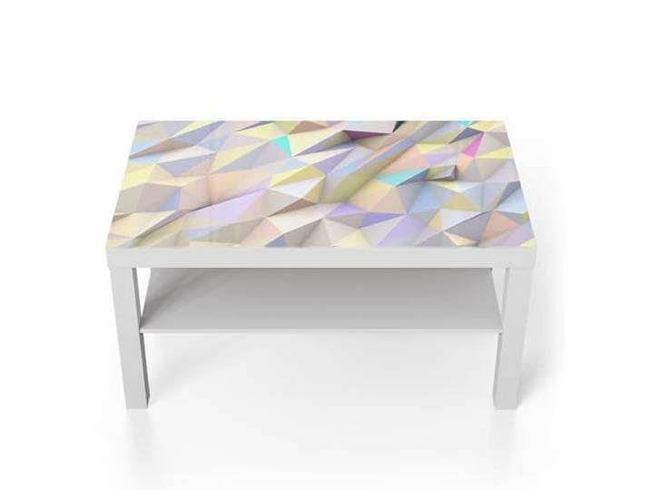 DEQORI Glastisch weiß groß 90x50 cm Motiv Pastell Geometrie ausgefallener Beistelltisch aus Glas Hochglanz Couchtisch fürs Wohnzimmer moderner Couch Tisch mit Design