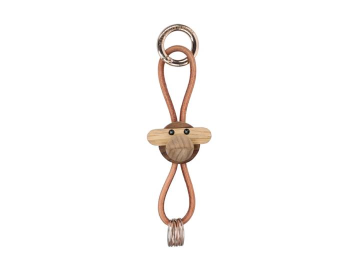 Kay Bojesen Denmark Porte-clés Kay Bojesen singe Teck-limba, cuir naturel